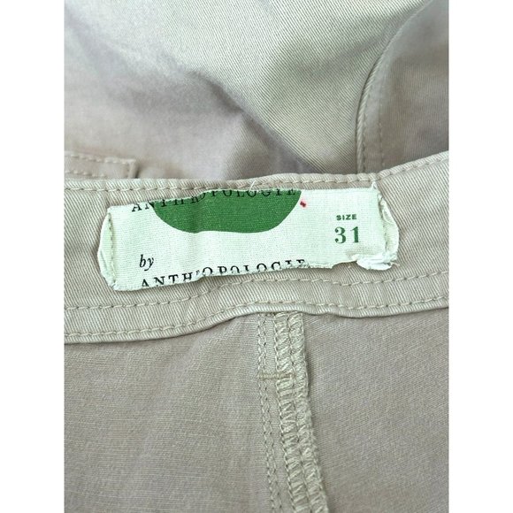 Anthropologie Women's Light Khaki Cargo Pants Size 31 Adjustable Waist - Picture 6 of 6